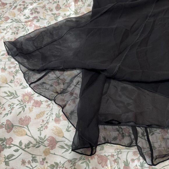 NWT Vintage Spenser Jeremy Black Silk Chiffon Skirt 10 - Picture 2 of 5